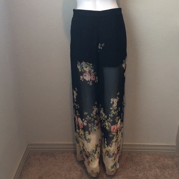 Sheer Illusion Flowy Pants - Picture 2 of 5